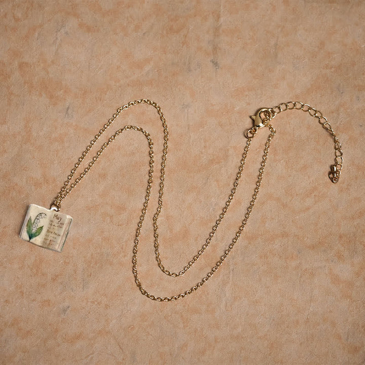 Buddha Stones Copper Birth Flower Strengthen Book Design Balance Pendant Necklace - image 24