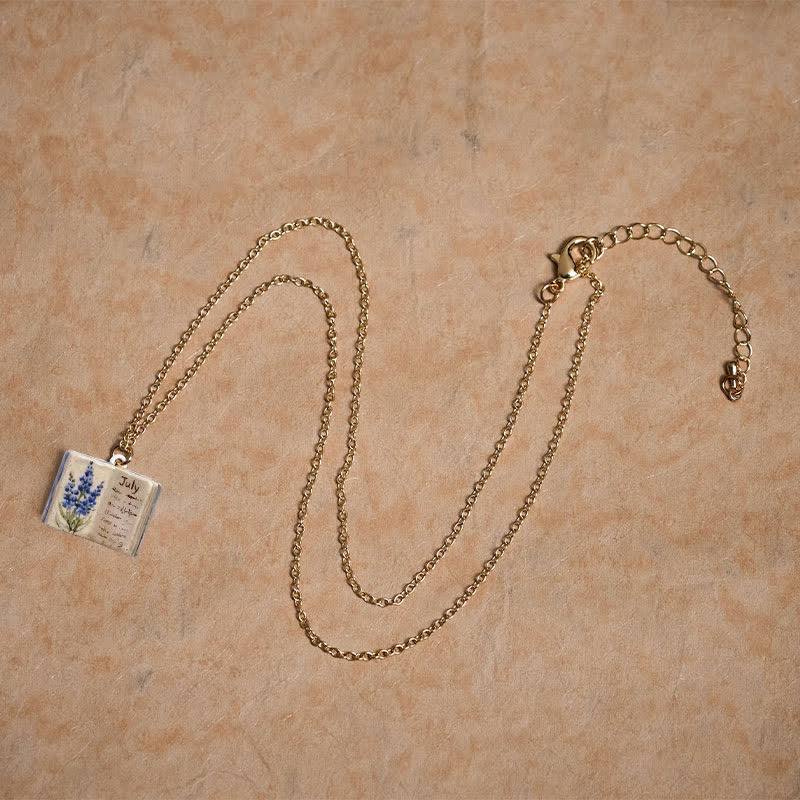 Buddha Stones Copper Birth Flower Strengthen Book Design Balance Pendant Necklace - image 28