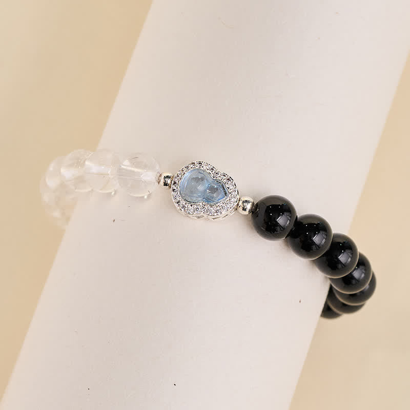 Buddha Stones Clear Quartz Black Obsidian Gourd Clarity Bracelet - image 3