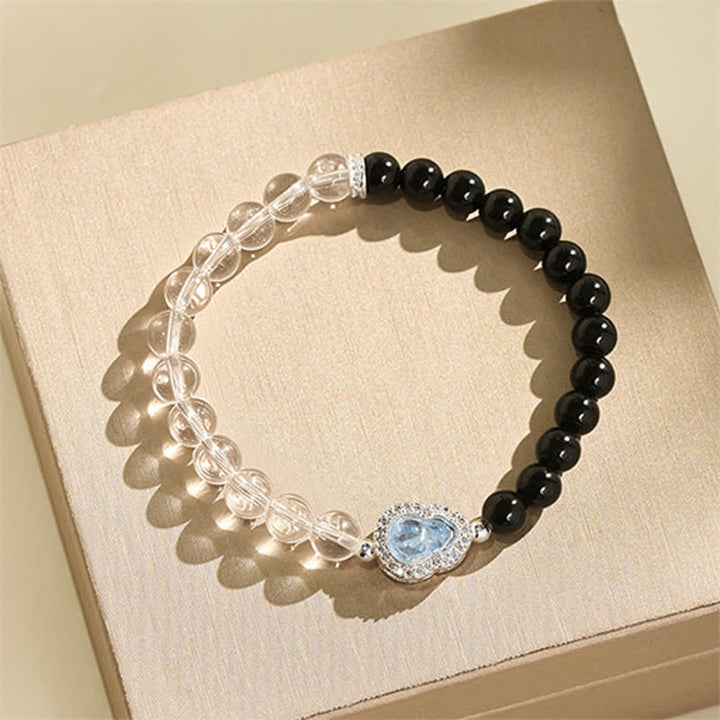 Buddha Stones Clear Quartz Black Obsidian Gourd Clarity Bracelet - image 12