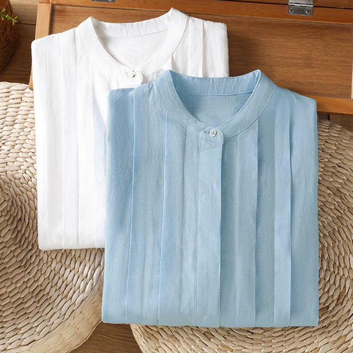 Buddha Stones Summer Casual Pintuck Front Solid Women's Sleeveless Shirts - image 16