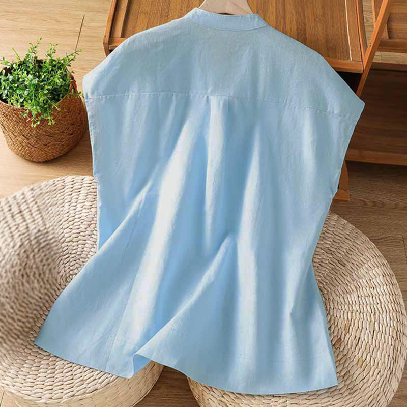 Buddha Stones Summer Casual Pintuck Front Solid Women's Sleeveless Shirts - image 1