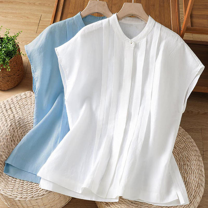 Buddha Stones Summer Casual Pintuck Front Solid Women's Sleeveless Shirts - image 15