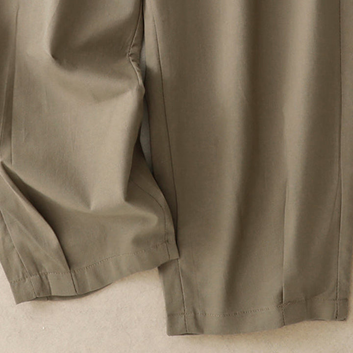 Buddha Stones Spring Summer Casual Decorative Buttons Solid Cropped Pants Women's Harem Pants With Pocket - image 14