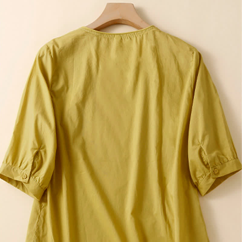 Buddha Stones Summer Casual Crew Neck Embroidery Flower Women's Short Sleeve T-Shirts - image 7