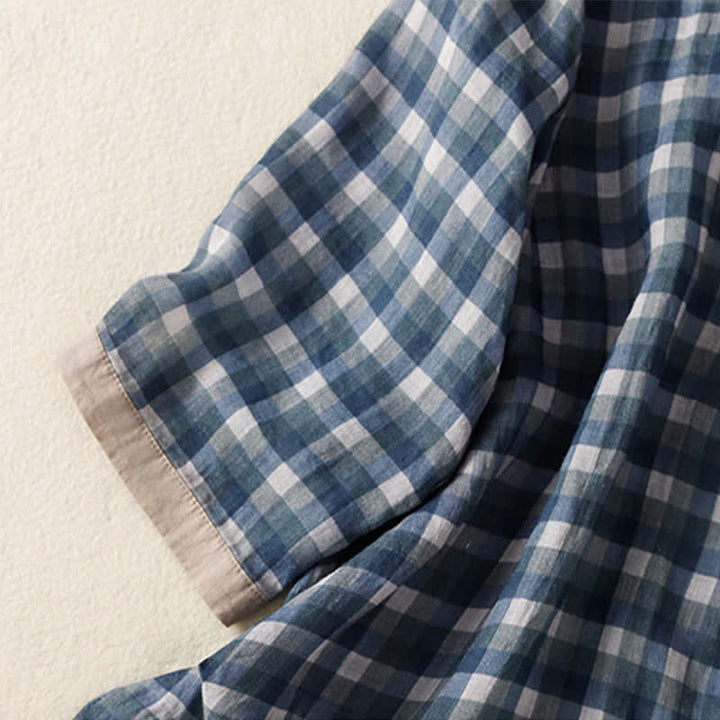 Buddha Stones Summer Vintage Button Up Plaid Women's Short Sleeve Shirts - image 12