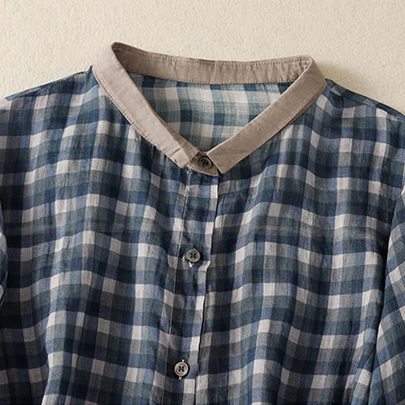 Buddha Stones Summer Vintage Button Up Plaid Women's Short Sleeve Shirts - image 10