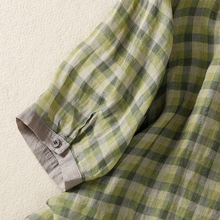 Buddha Stones Summer Vintage Button Up Plaid Women's Short Sleeve Shirts - image 5