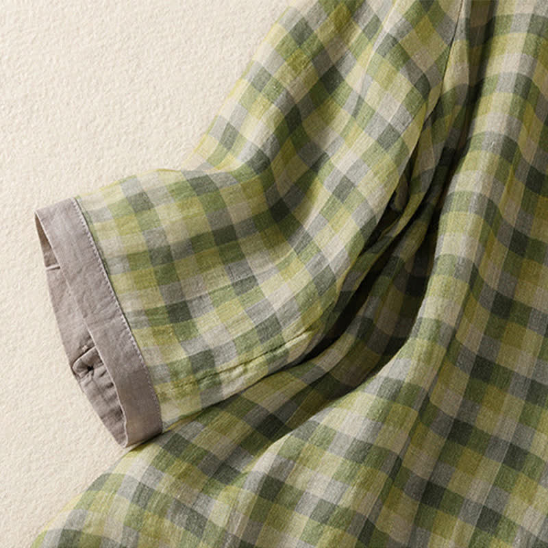 Buddha Stones Summer Vintage Button Up Plaid Women's Short Sleeve Shirts - image 4