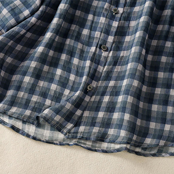 Buddha Stones Summer Vintage Button Up Plaid Women's Short Sleeve Shirts - image 14