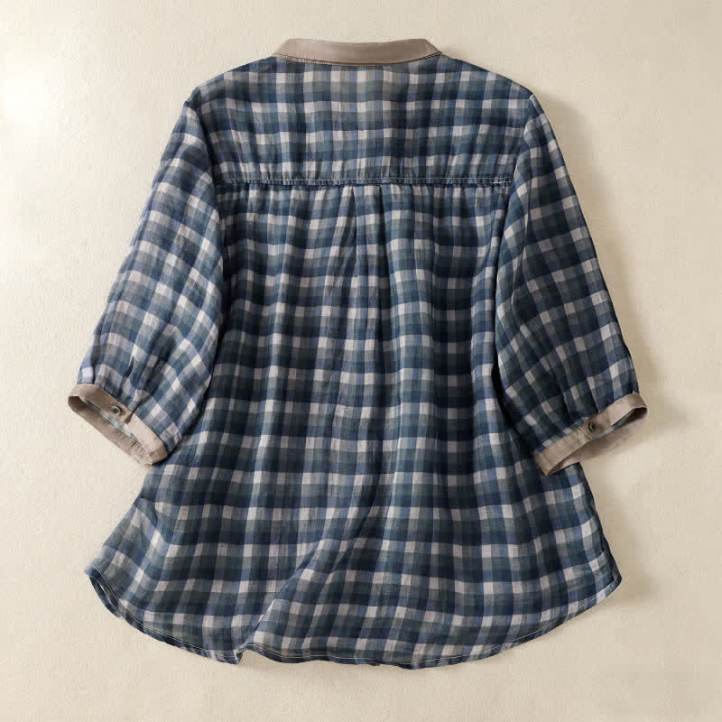 Buddha Stones Summer Vintage Button Up Plaid Women's Short Sleeve Shirts - image 9