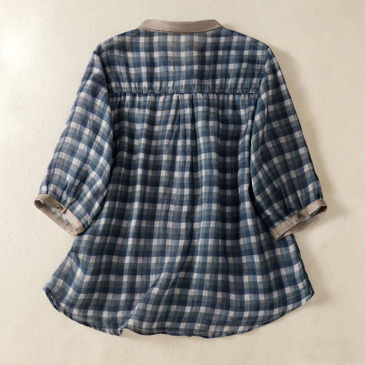 Buddha Stones Summer Vintage Button Up Plaid Women's Short Sleeve Shirts - image 9