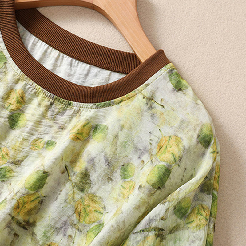Buddha Stones Summer Vintage Crew Neck Floral Print Women's Short Sleeve T-Shirts - image 10