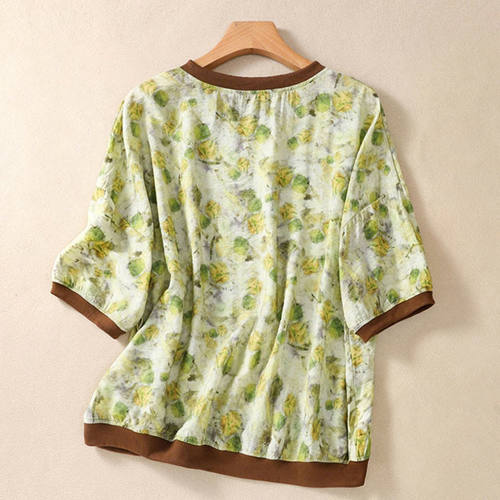 Buddha Stones Summer Vintage Crew Neck Floral Print Women's Short Sleeve T-Shirts - image 8