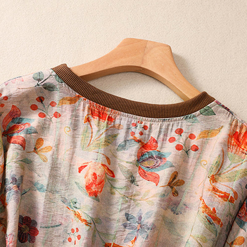 Buddha Stones Summer Vintage Crew Neck Floral Print Women's Short Sleeve T-Shirts - image 4