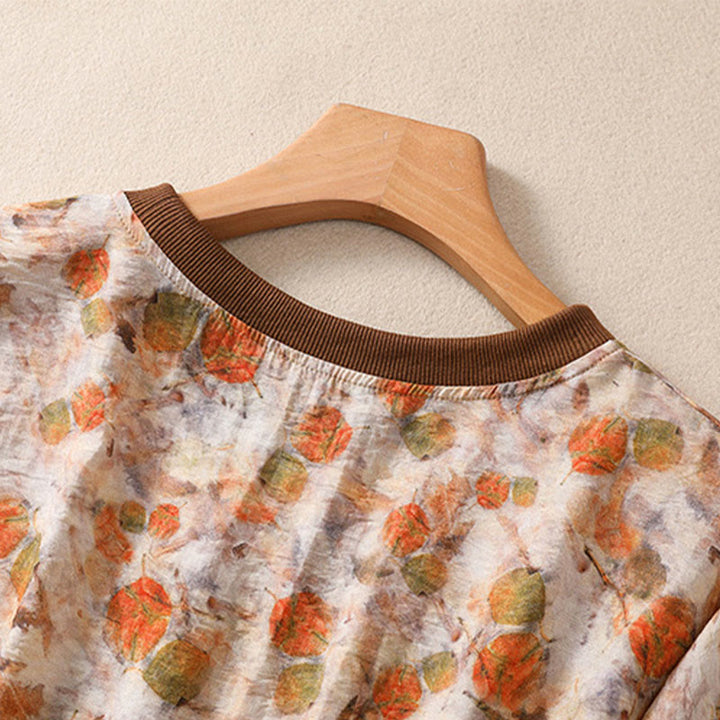 Buddha Stones Summer Vintage Crew Neck Floral Print Women's Short Sleeve T-Shirts - image 17