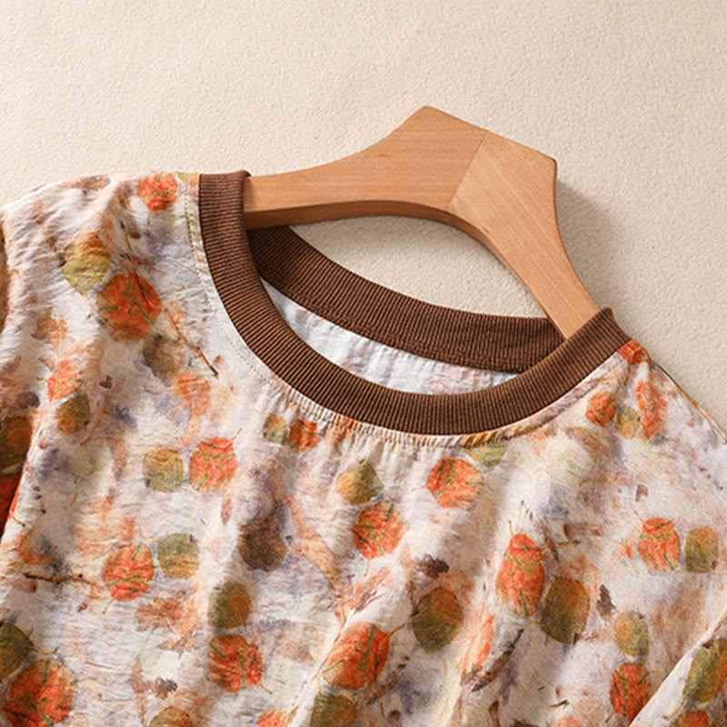 Buddha Stones Summer Vintage Crew Neck Floral Print Women's Short Sleeve T-Shirts - image 16
