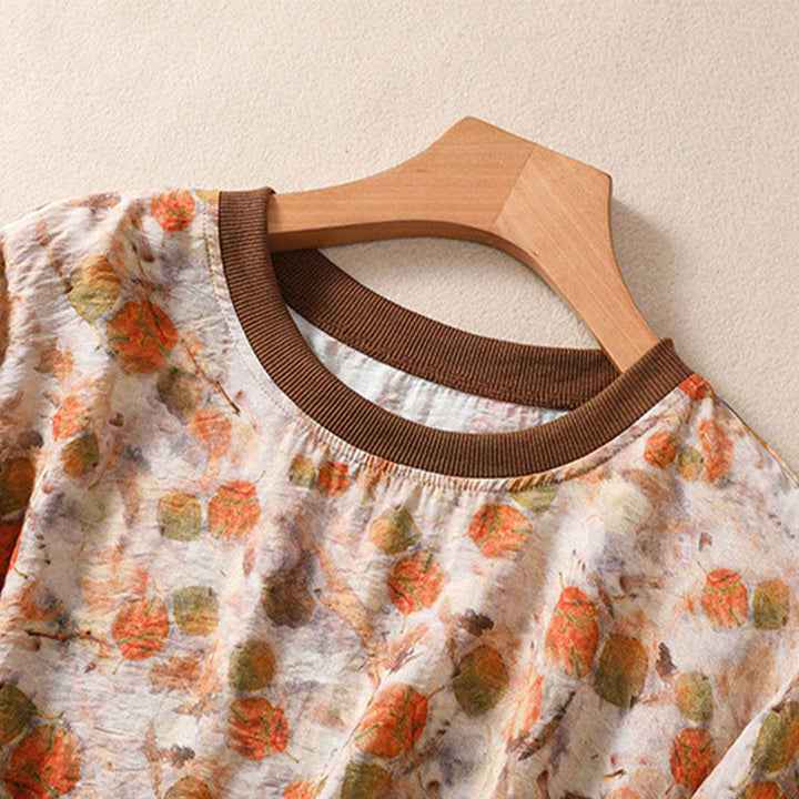 Buddha Stones Summer Vintage Crew Neck Floral Print Women's Short Sleeve T-Shirts - image 16