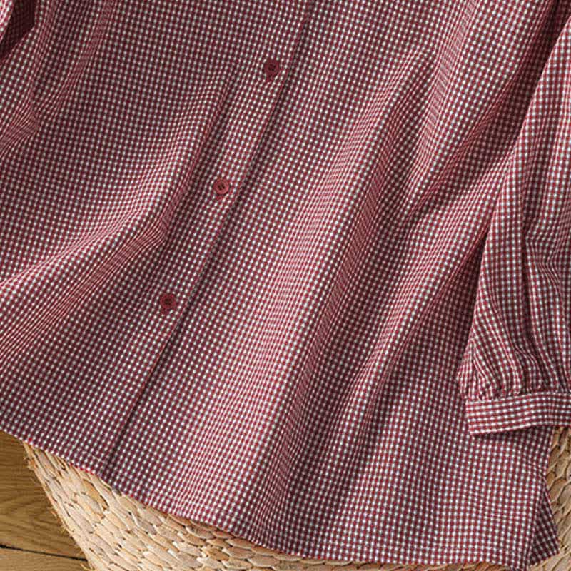 Buddha Stones Spring Button-Up Gingham Women's Long Sleeve Shirts - image 5