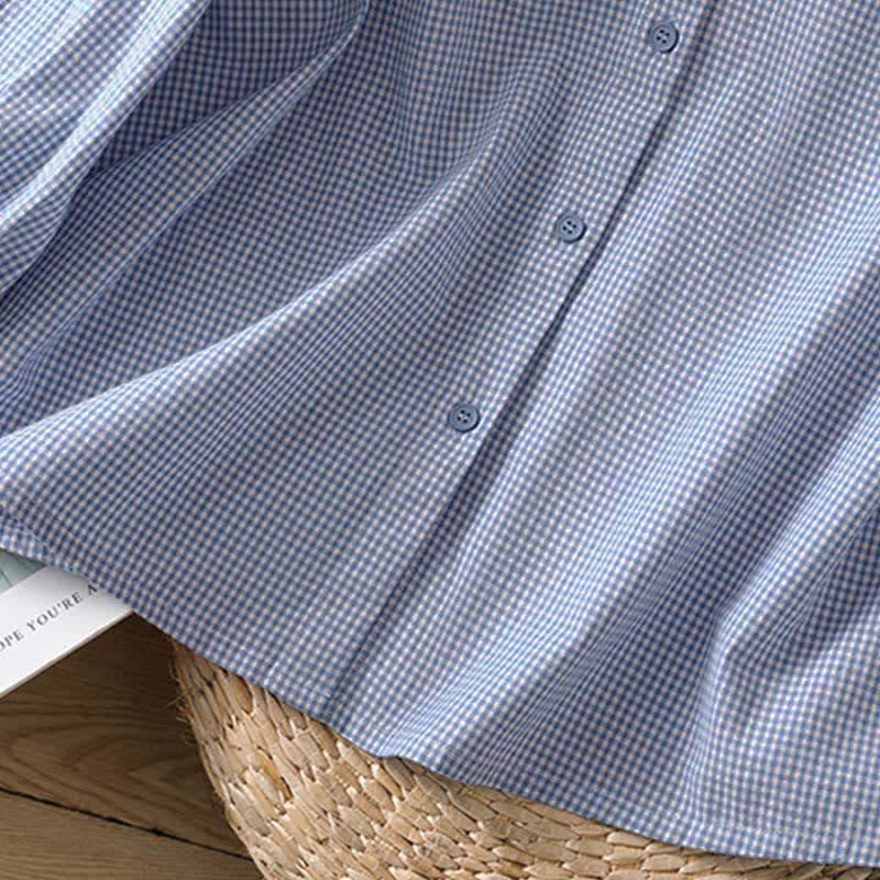 Buddha Stones Spring Button-Up Gingham Women's Long Sleeve Shirts - image 17