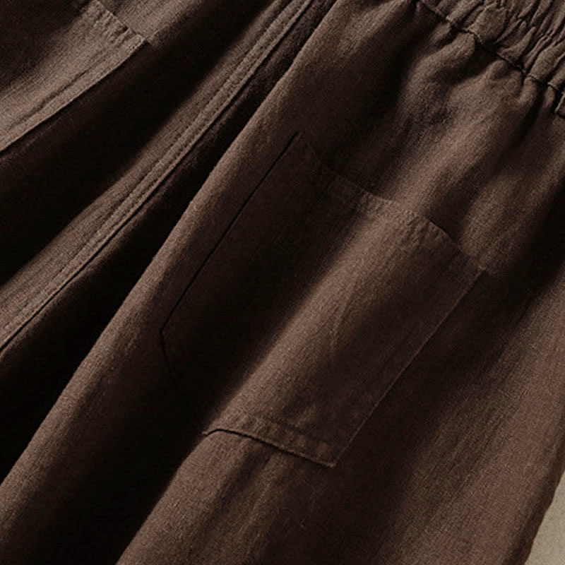 Buddha Stones Summer Casual Solid Cropped Elastic Waist Women's Harem Pants With Pockets - image 13