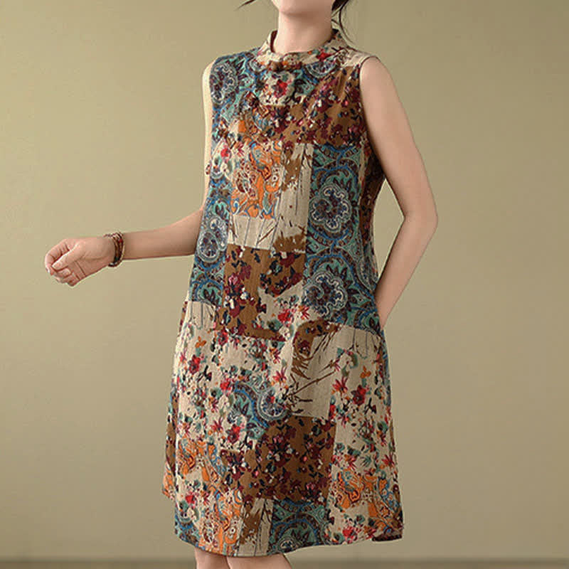 Buddha Stones Summer Paisley Floral Women's Summer Sleeveless Dress With Pockets - image 2