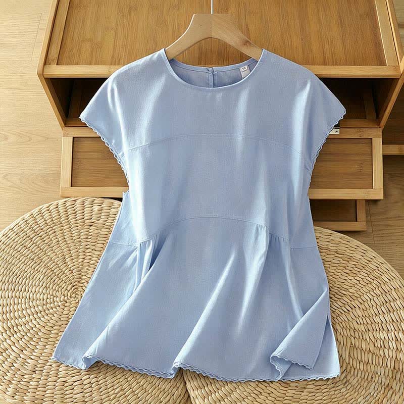 Buddha Stones Summer Casual Solid Crew Neck Women's Cap Sleeve T-Shirts Tank Top - PowderBlue - US14，UK/AU18，EU46 (2XL) - image 8