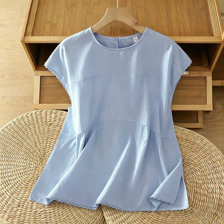 Buddha Stones Summer Casual Solid Crew Neck Women's Cap Sleeve T-Shirts Tank Top - PowderBlue - US14，UK/AU18，EU46 (2XL) - image 8