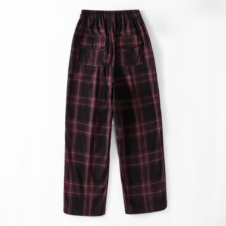 Buddha Stones Spring Casual Drawstring Plaid Pattern Elastic Waist Cropped Women's Harem Pants With Pockets - image 11