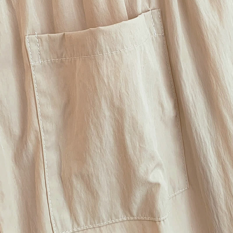 Buddha Stones Spring Summer Casual Drawstring Solid Cropped Women's Wide Leg Pants With Pockets - image 8