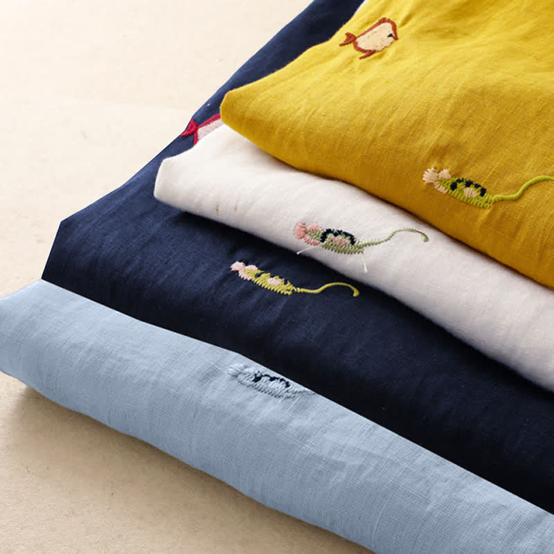 Buddha Stones Summer Casual Embroidery Fish Motif Women's Short Sleeve T-Shirts - image 31