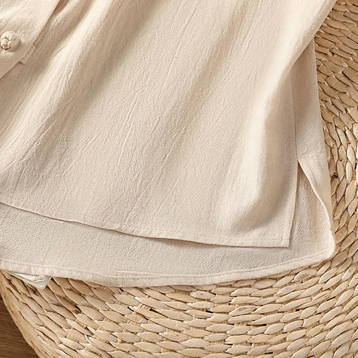 Buddha Stones Summer Tang Style Casual Mandarin Collar Button-Up Solid Patch Pocket Women's Sleeveless Shirts Tank Top - image 6