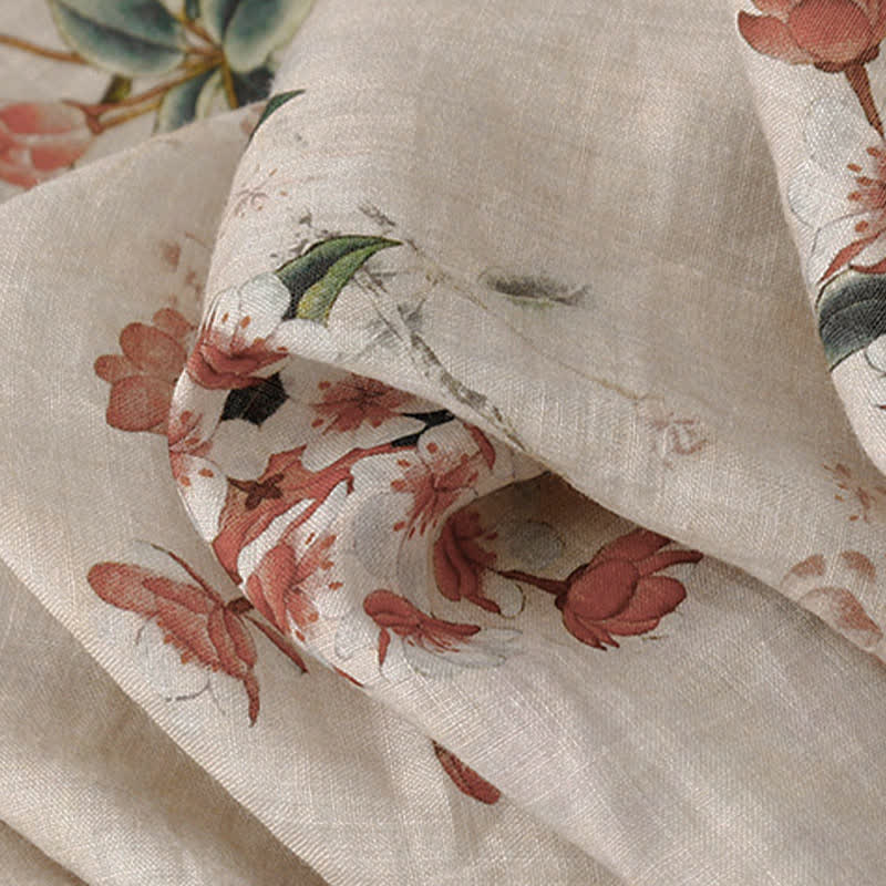 Buddha Stones Summer Tang Style Mandarin Collar Small Red Flowers Women's Short Sleeve Dress - image 12
