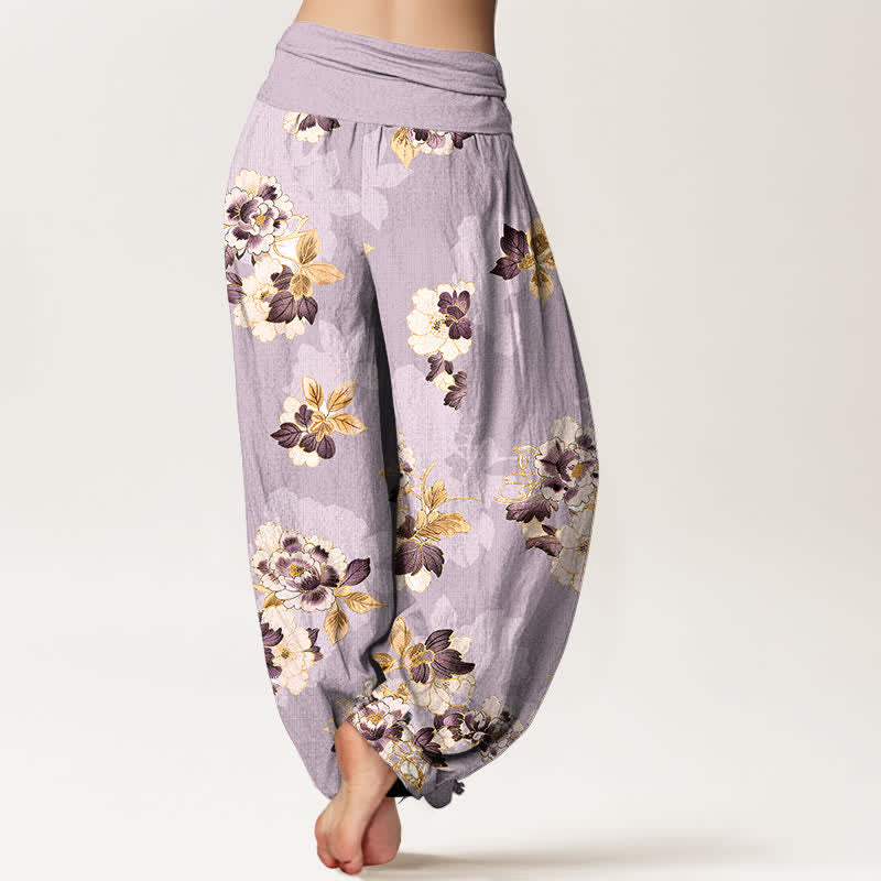 Buddha Stones Pure Cotton Vintage Floral Pattern Women's Elastic Waist Harem Pants - image 6
