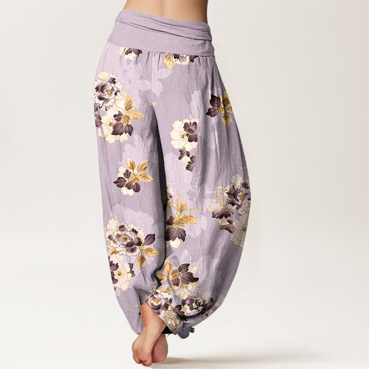Buddha Stones Pure Cotton Vintage Floral Pattern Women's Elastic Waist Harem Pants - image 6