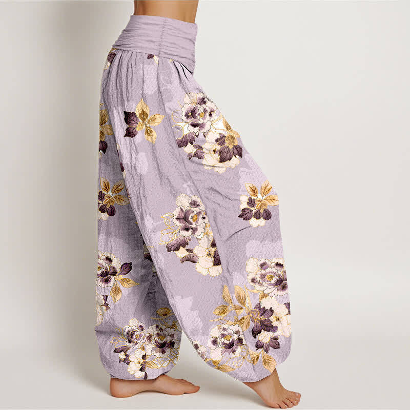 Buddha Stones Pure Cotton Vintage Floral Pattern Women's Elastic Waist Harem Pants - image 7