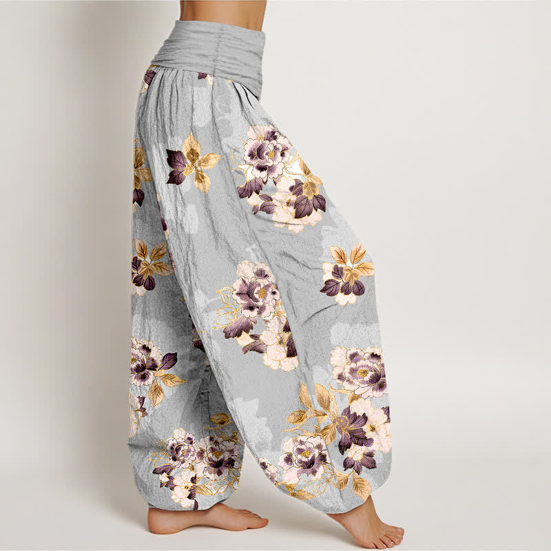 Buddha Stones Pure Cotton Vintage Floral Pattern Women's Elastic Waist Harem Pants - image 10