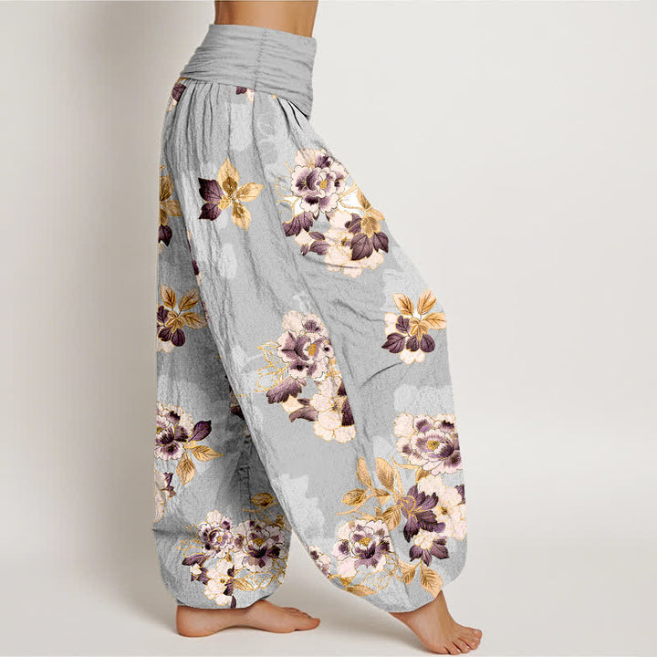 Buddha Stones Pure Cotton Vintage Floral Pattern Women's Elastic Waist Harem Pants - image 10