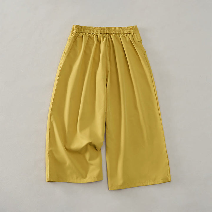 Buddha Stones Summer Casual Minimalist Solid Wide Leg Women's Cropped Pants With Pockets - image 1