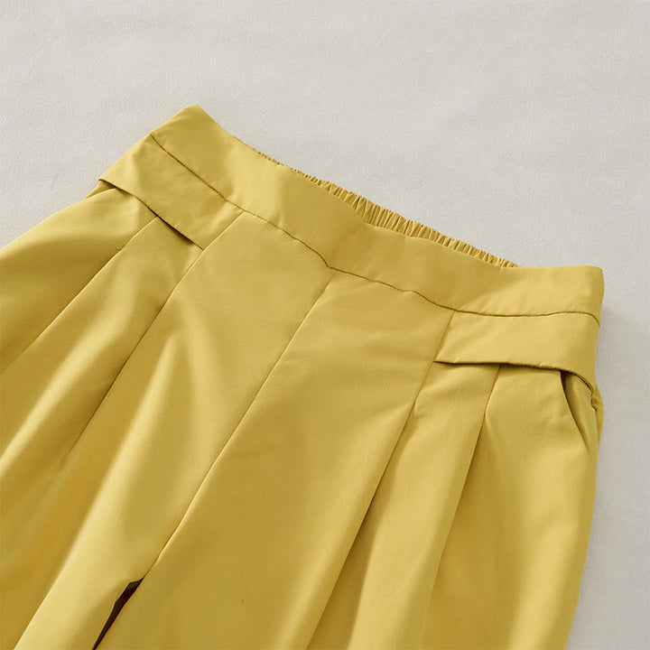 Buddha Stones Summer Casual Minimalist Solid Wide Leg Women's Cropped Pants With Pockets - image 2