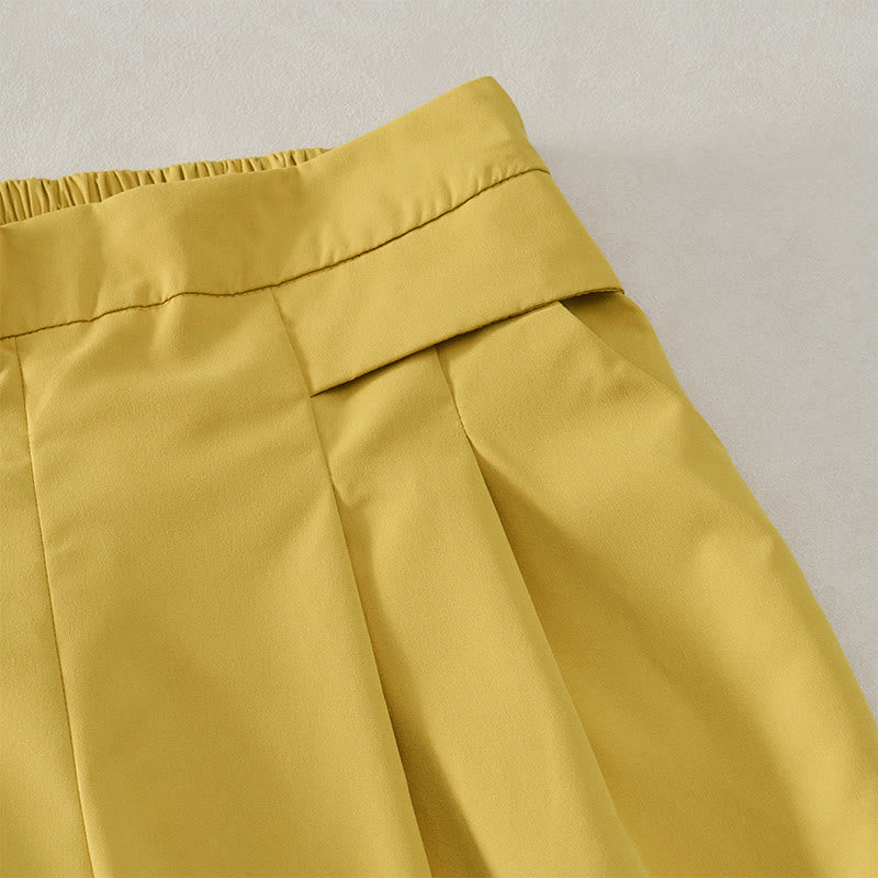 Buddha Stones Summer Casual Minimalist Solid Wide Leg Women's Cropped Pants With Pockets - image 4