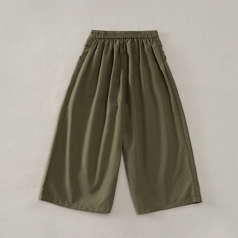 Buddha Stones Summer Casual Minimalist Solid Wide Leg Women's Cropped Pants With Pockets - image 8