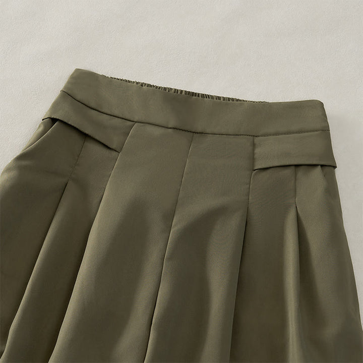 Buddha Stones Summer Casual Minimalist Solid Wide Leg Women's Cropped Pants With Pockets - image 9