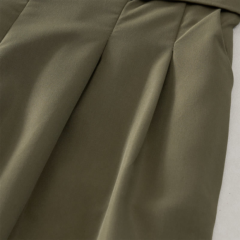 Buddha Stones Summer Casual Minimalist Solid Wide Leg Women's Cropped Pants With Pockets - image 12