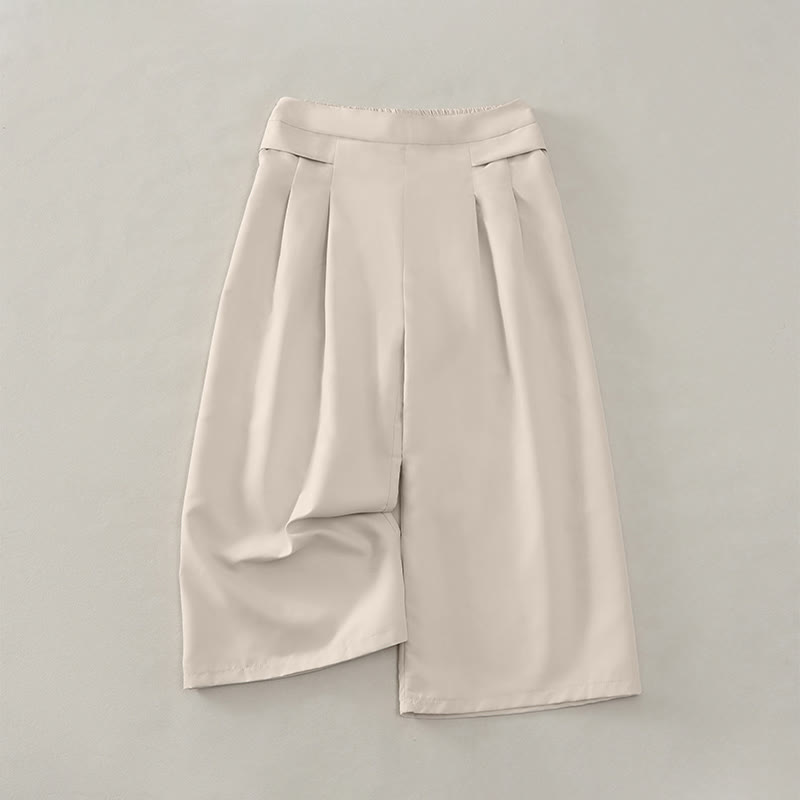 Buddha Stones Summer Casual Minimalist Solid Wide Leg Women's Cropped Pants With Pockets - AntiqueWhite - US14，UK/AU18，EU46 (3XL) - image 16