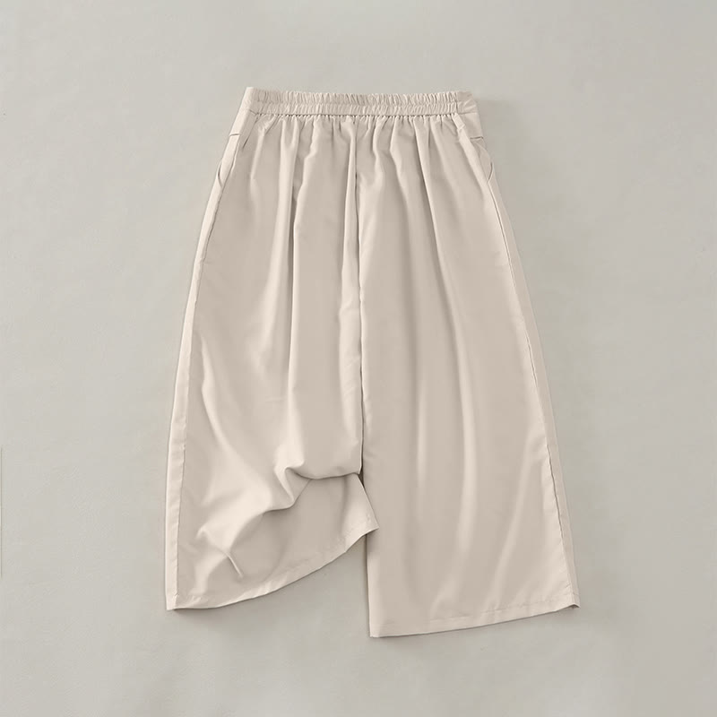 Buddha Stones Summer Casual Minimalist Solid Wide Leg Women's Cropped Pants With Pockets - image 17