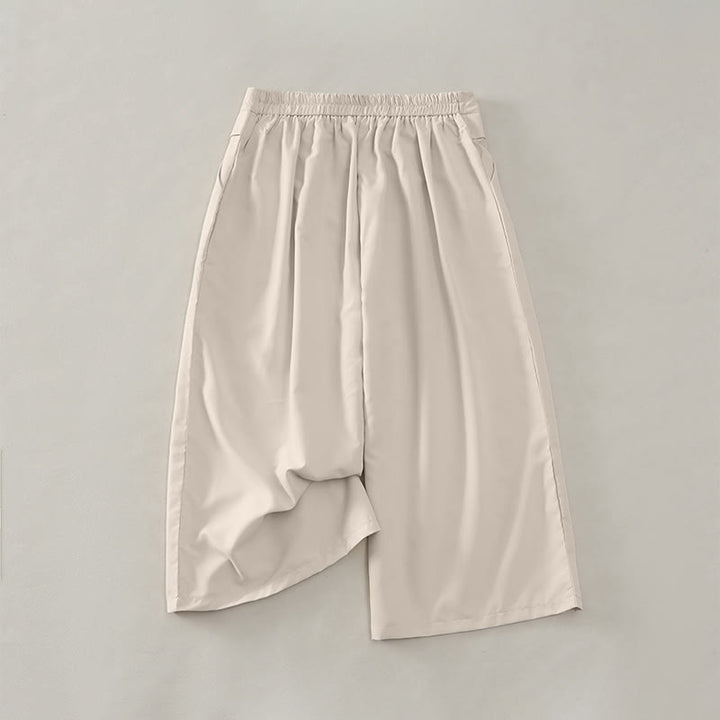 Buddha Stones Summer Casual Minimalist Solid Wide Leg Women's Cropped Pants With Pockets - image 17