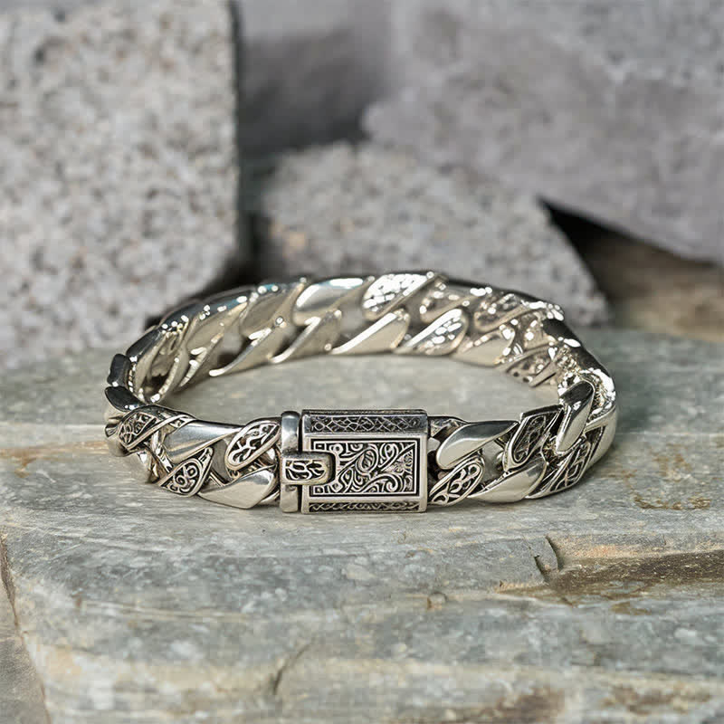 Buddha Stones Chain Copper Tang Dynasty Flower Design Braided Luck Cuban Bracelet - image 1