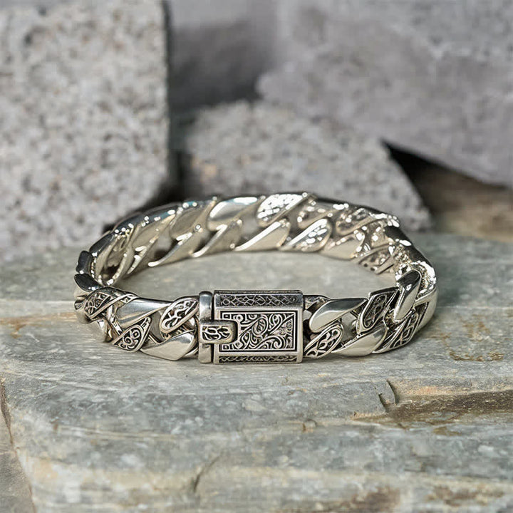 Buddha Stones Chain Copper Tang Dynasty Flower Design Braided Luck Cuban Bracelet - image 1