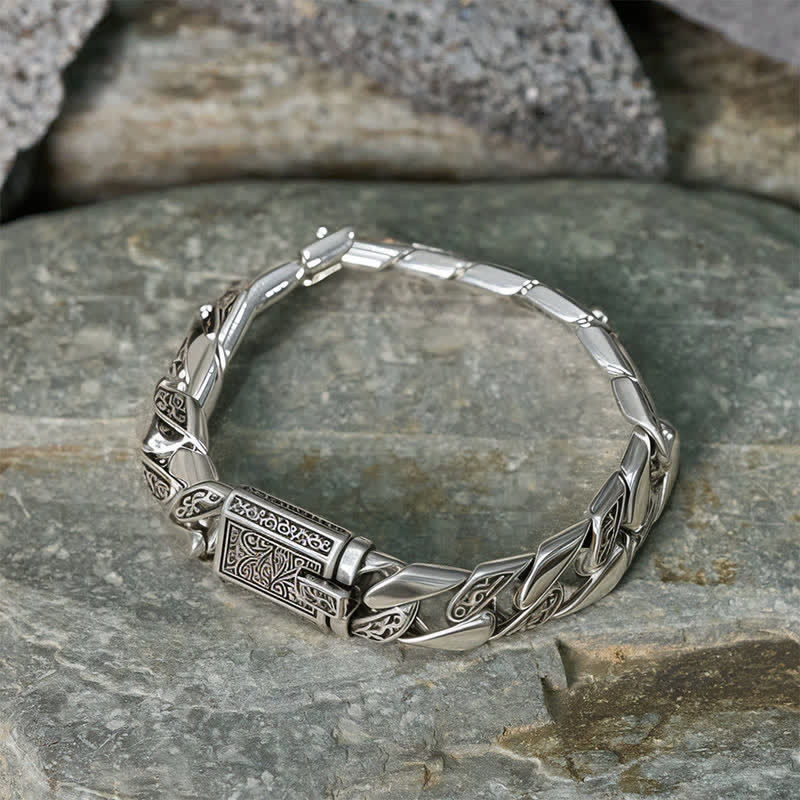 Buddha Stones Chain Copper Tang Dynasty Flower Design Braided Luck Cuban Bracelet - image 2